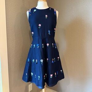 Draper James Navy Floral Sequin Fit and Flare Dress Size 10